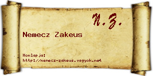 Nemecz Zakeus névjegykártya